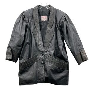 Vintage Giampier Leather Jacket Womens Large Shoulder Pad Rocker Moto Biker Punk